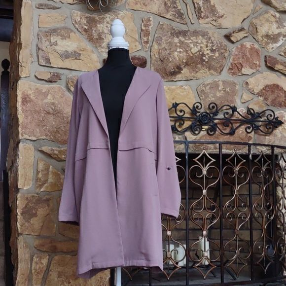 Bar III Mauve Open Front Lightweight Duster Jacket Sz L - Picture 1 of 14